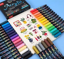 Markers 2436 Colours Soft Head Acrylic Waterbased Paint Pen Brush Marker Pens for Fabric Canvas Rock DIY ing Supply 2209294794755