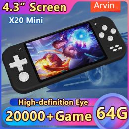 Players 2024 NEW X20Mini 64G 4.3 Inch IPS Retro Video Game Console Builtin Top 10 Emulators Support MD/GBA 13000 Games For Child's Gift