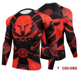 T-Shirts Compression Sport Shirt Men Training Quick Dry Stretchy Gym Tshirt Man Long Sleeve Rashguard Running Print Fitness Clothing Men