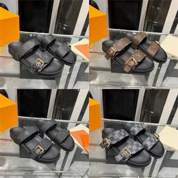 Designer Slippers Trainers Ely Sandals Luxury women slipper Fashion Room Women Casual Beach Shoes Thick soled Luis Vuittons black leather sandals Summer Luxurious