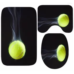 Bath Mats Cool Tennis Ball Print Mat Set Sport Bathroom Non Slip 3PCS Toilet Carpet Shower Room Floor Rug Gift