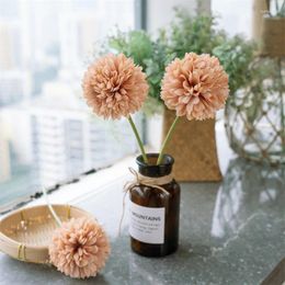 Decorative Flowers Fake Flower Coffee Colour Single Head Dandelion For Home Decor Wedding Room Party Decorations Accessories DIY Artificial