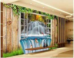 Wallpapers 3d Murals Wallpaper For Living Room Home Decoration Carp Window Background Wall