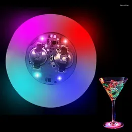 Storage Bottles LED Coasters For Drinks Colorful Drink Cup Mat With 7 Colors Light Pad Car Accessories Interior