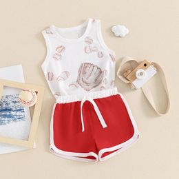 Clothing Sets Toddler Baby Boy Girl Baseball Outfit Sleeveless Glove Tank Tops Jogger Shorts Set Infant Sports Outfits Summer Clothes 2Pcs