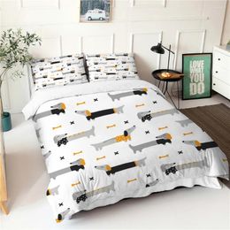 Bedding Sets 3d Bedsheets Fabric Dachshund Design Bed Sheets With Pillowcases Soft Warm Duvet Cover Bedroom Decor