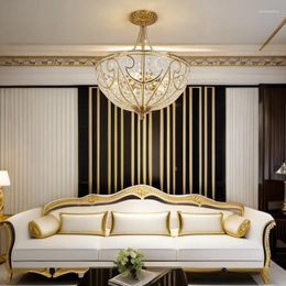 Chandeliers American Style Ceiling Light Luxurious Atmospheric Bedroom Restaurant Semi Chandelier European Retro Aisle Crystal