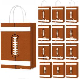 Gift Wrap 4/24Pcs Rugby Paper Bags With Handle Sport Touch Down Ball Game American Football Theme Birthday S Supplies