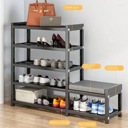 Hooks Easy Shoe Rack For Home Use Can Sit And Change Stools At The Entrance Rental Housing Space Saving Iron Cabinet