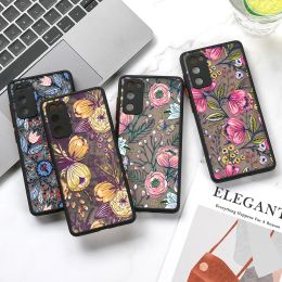Retro Flower Phone Case For Samsung A55 A54 5G A53 A52 A35 A34 A33 A32 A13 A05 S24 Ultra S23 FE S22 Plus S21 FE S20 Matte Cover