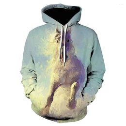 Men's Hoodies Autumn Kids Sweatshirt 3D Horse Animal Pattern Pullover Fashion Casual Men/Women Hoodie Men Coat