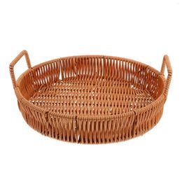 Plates Storage Basket Kitchen Imitation Rattan Fruits Container Bread Candy Pvc Household Woven