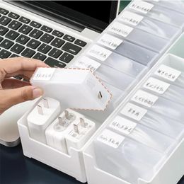 Storage Bags Cable Box Transparent Plastic Data Line Container Desk Stationery Makeup Organizer Key Jewelry Office Holder