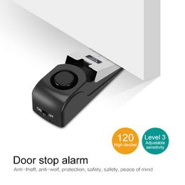 Upgraded Door Stopper Alarm Portable 120db Wedge Security Floor Door Stops Adjustable Sensitivity for Home Dormitory Travelling