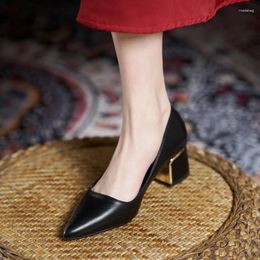 Dress Shoes Large/small Size 30-44 Pointed Toe Chunky Heel High Heels Women's Pu Leather Black Professional Work