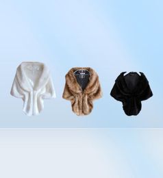 Women Lady Bolero Shrug Cape Black White Brown Stylish Plush Faux Fur Shawl Wrap Bridal Wedding Jacket Gilet Stole Waistcoat6657552054345