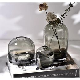 Vases European-Style Simple Vase Creative Ins Glass Flower Device Living Room Dining Table Small Mouth Home Flowers Crafts