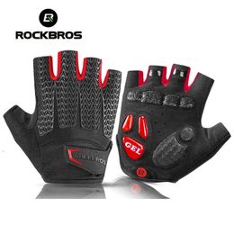 ROCKBROS Touch Screen Cycling Bike Gloves Autumn Spring MTB Bicycle GEL Pad Shockproof Half Finger Mittens 240402