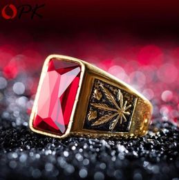 New Punk Domineering Titanium Steel Rings for Men Blood Red White Gold Black Cubic Zirconia Inlaid Male Finger Band235t9261323