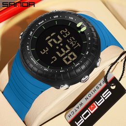 SANDA 6184 Men's Electronic Watch Leisure Creative Sports Outdoors Waterproof Silicone Strap Wrist watches for Male Watches Gift