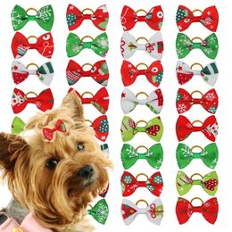 Dog Apparel 20pcs Christmas Bows Samll Hair Rubber Bands Products Handmade Cute Grooming Holiday Party Pet Supplies Accessories