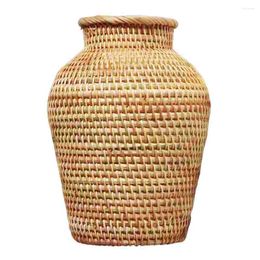 Vases Rattan Vase Indoor Pots Plants Home Desktop Decor Dry Flower Container Adornment Office Arrangement