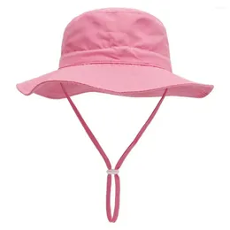 Hats Kids Beach Hat Kids' Wide Brim Sun With Windproof Strap For Camping Uv Protection Breathable Cap Summer Travel