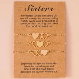 Charm Bracelets 3Pieces Promise Matching Relationship Sister Heart Jewellery Gifts For Women Daughters Family