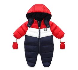 Baby Boy Winter Down Snowsuit Newborn Thick Outerwear Rompers Fleece Liner Baby Snow Wear Hooded Jumpsuit Children Clothes 202596686