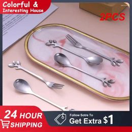 Spoons 2PCS Afternoon Tea Fork Durable Cucharas Unique Stainless Steel Elegant High Quality Creative