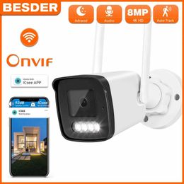 IP Cameras BESDER 8MP Audio Bullet IP Camera Wifi Wireless AI Human Detect iCSee 4K CCTV Outdoor Surveillance Camera With SD Card Slot 240413