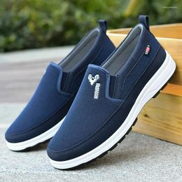 Casual Shoes Men Driving Canvas Slip On Loafers Shallow Mouth Round Head Comfortable Non-slip Lightweight Walking Sneakers