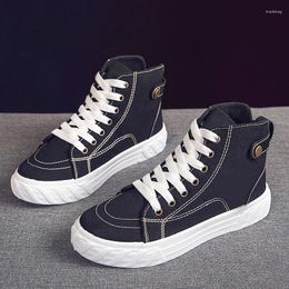 Casual Shoes Women Canvas High Top Flat For Woman Black Sneakers Vulcanize Platform Skateboard Shoe