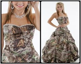 2017 Strapless Sweethart Beading Camo Prom Dresses Long Evening Party Formal Gowns Custom Made Plus Size1382622