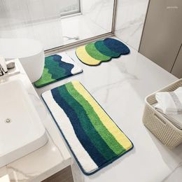 Bath Mats Simple And Fresh Bathroom Mat Set Decorative Toilet Foot Anti-slip Absorbent Thick Plush Rug Carpet