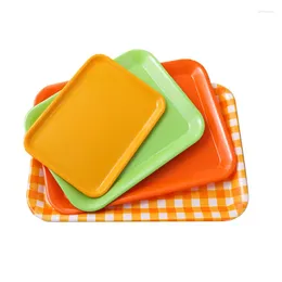 Tea Trays Colourful Melamine Tray Nordic Rectangle Fruit Cup Bread Home Kindergarten Kids Eating 1pc