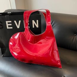 Shoulder Bags Bright Patent Leather Bag For Women Big Love Heart Handbag Female Red Black Large Capacity Tote Clutch