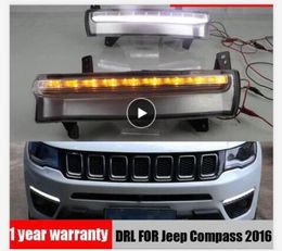 Daytime running light For Jeep Compass 2017 2018 2019 dynamic yellow turn Signal Light style Relay 12V LED car DRL fog lamp5491970