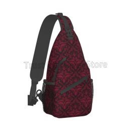 Baroque Damask Luxury Pattern Crossbody Backpack Chest Bag Lightweight Sling Daypacks Travel Hiking Cycling Shoulder Bag