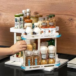 Kitchen Storage Pull-out Rack Organizer Rotating Spreaders Rotary Plastic Condiments Seasoning Holder