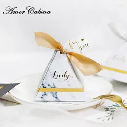 Gift Wrap Pyramid Cute Grey Marble Style Wedding Gifts Like Candy Box Christmas Ribbon Label
