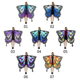 Women Performance Stage Dress-up Butterfly Wings Cape Shawl Fancy Costumes Role Play Props Halloween Cosplay Dance Cloak Cape