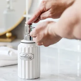 Liquid Soap Dispenser Ceramic Hand Iotion Bath Gel Shampoo Separate Bottle Press Bathroom For