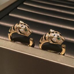 Lovely cute animal leopard rings fashion sparkling luxury designer diamond zirconia copper band ring for women girls open adjustab6108329