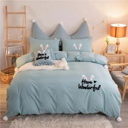 Bedding Sets Simple Style Home Bed Linen Duvet Cover Flat Sheet Set King Size Single