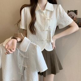 Ethnic Clothing 2024 Chinese Style Improved Cheongsam Top Trendy Casual Daily Blouse Short Or Long Sleeved Loose Button Women's