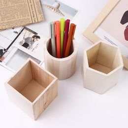 Simplicity Lovely Desk Accessories Stationery Pencil Container Office Organizer Wooden Pencil Holders Storage Box Pen Holder