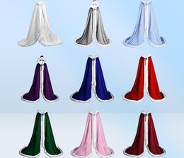 Plus size Winter Bridal Shawls Jackets Cape Faux Fur Christmas Cloaks Hooded Perfect Wedding Wraps Abaya Wedding Dresses2708779