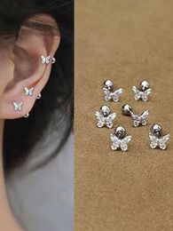 1Pair Hollow Bowknot Ear Bone Nail Glossy Butterfly Spiral Stud Earrings For Women Girls Wedding Party New Fine Jewelry Gift