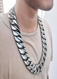 31mm Chains Super Heavy Curb Cuban Necklace For Boys Mens Silver Color 316L Stainless Steel Link Chain 1636inch Rock jewelry LHN38720916